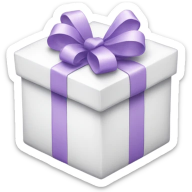 White gift with a lilac ribbon sticker