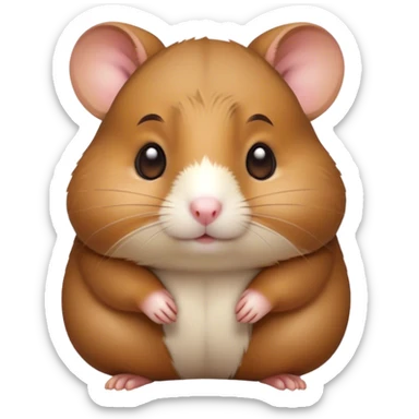 Cinematic Noble Brown Hamster Portrait Emoji, Poised and regal, with a tiny, compact build and a smooth, well-kept rich brown fur, deep-set soulful dark eyes, Simplified yet sharp and sophisticated features, highly detailed, glowing with a soft, dignified glow, high shine, intelligent and energetic, stylized with an air of miniature majesty, focused and attentive, soft glowing outline, capturing the essence of a watchful and confident rodent, so majestic it feels as though it could scurry out of the screen with effortless authority! sticker