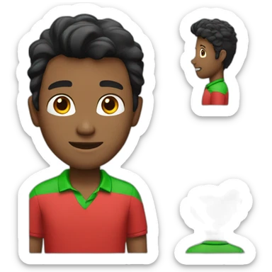Black hair man with red shirt and green collar polo shir sticker