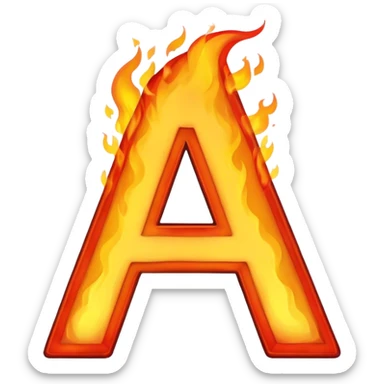 The letter a on fire sticker