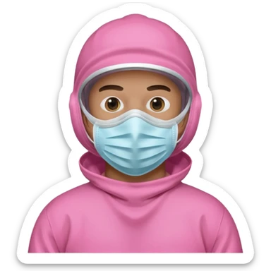 man in  pink protection clothes with full-faced mask sticker