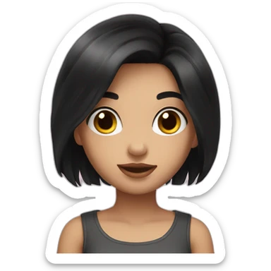 Girl with black hair with plushy sticker