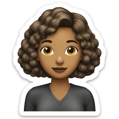 Una chica de pelo negro largo de 40 años con casco  sticker