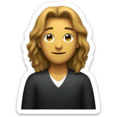 silhouette of a man sitting with long hair facing the viewer sticker