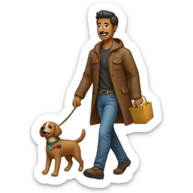 Hombre paseando perro sticker