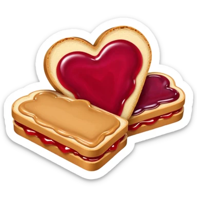 peanut butter and jelly, and between them a heart sticker