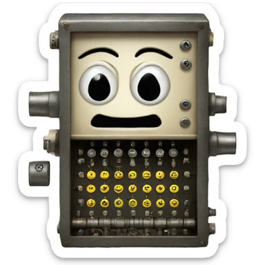 A smiley face using an enigma machine sticker