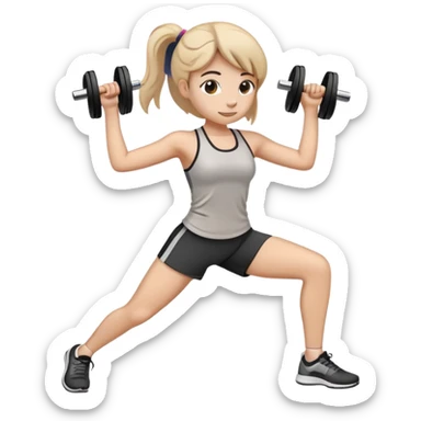 Make a emoji of a girl working out in simple black lines sticker