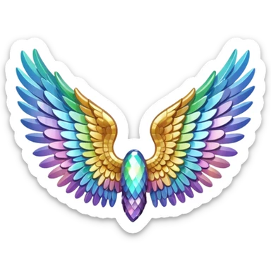 A 3d not too detailed aurora prismatic angel wing sticker