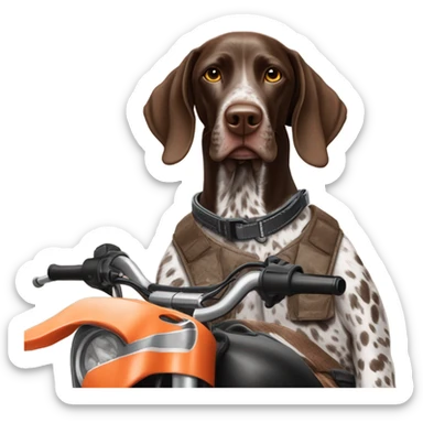German shorthair pointer on a dirt bike sticker