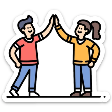 Team achievement, people high-fiving sticker