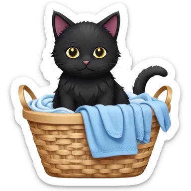 Black cat doing laundry sticker