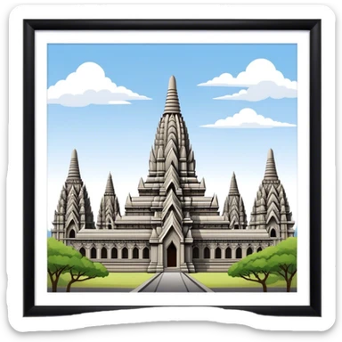 Prambanan Temple Landmark Emoji – Showcasing its towering Hindu temple spires with intricate carvings. sticker