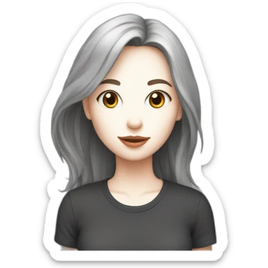 Une fille blanche au chexveux noir et long avec un t-shirt de chat sticker