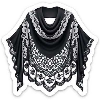 A simple black lace shawl with a delicate design sticker