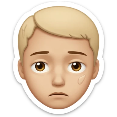 una persona mirándose con inseguridad, expresión triste y mirada hacia abajo sticker