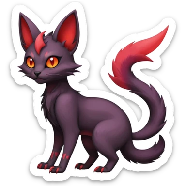 Black edgy cute Noivern-Noibat-Purloin-Torracat-Lykoi-Caracal-cat-Fakemon-fusion-hybrid-creature with an imp tail  sticker