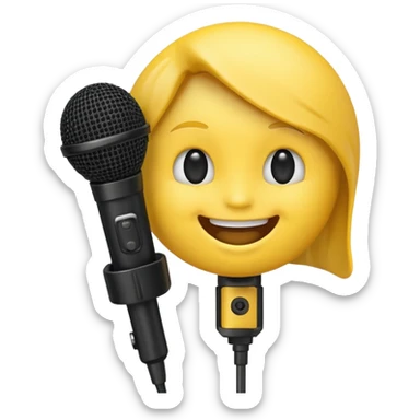 laughing face emoji next to a mic sticker