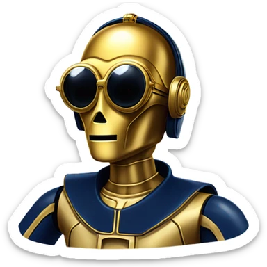 C-3PO wearing A pair of navy blue heart shaped sunglasses  sticker