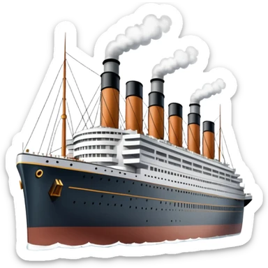 Illustrate the Titanic in daylight, showing its massive decks, smokestacks & grandeur. sticker