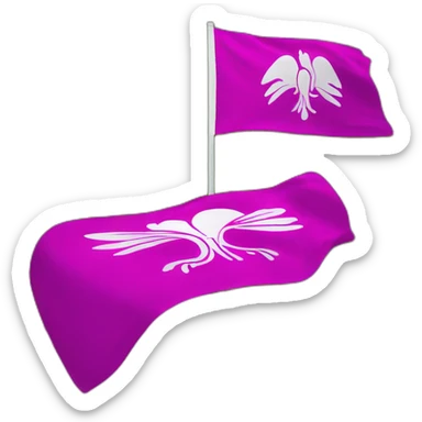 big fuchsia flag and white inscription - idea sticker