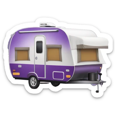 Realistic purple camping trailer isolated.  sticker