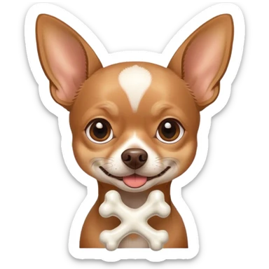 Brown Chihuahua with a bone on its head ￼ sticker