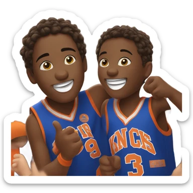 Two boys at a knicks basketball game happy sticker