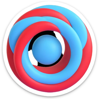 circle showing jealousy, blending baby blue and red colors, Microsoft 3D Fluent style sticker