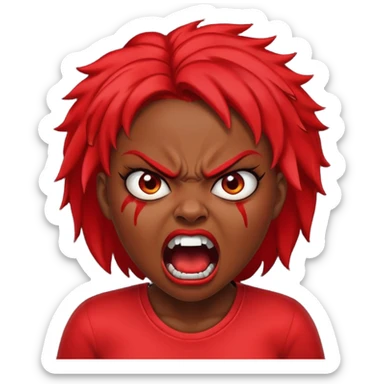 redtsion angry black girl ragebait red face sticker