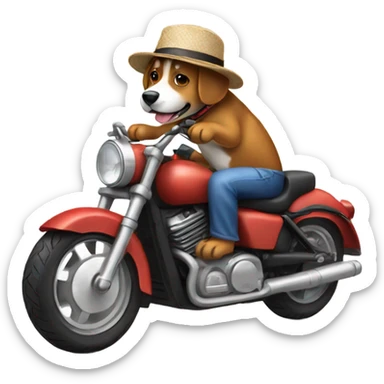 A dog wearing a hat riding a motorcycle sticker