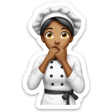 girl cook with a surprised face covers her mouth with her hand sticker