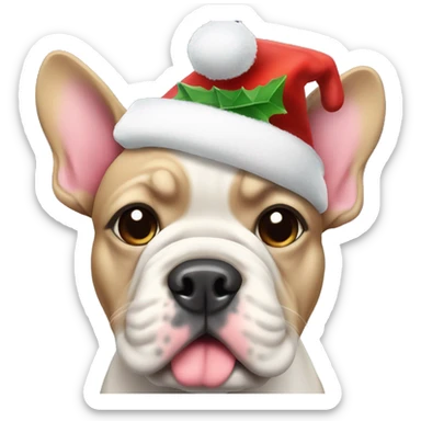 French bull dog wearing a Christmas hat  sticker