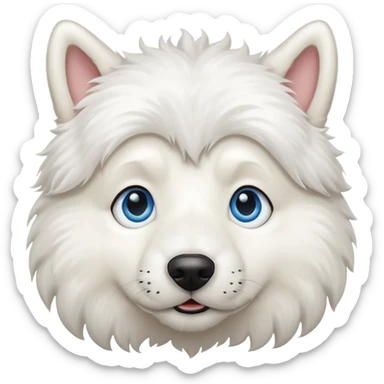 big blue eyed white dog sticker