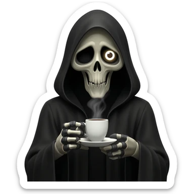 grim reaper holding coffee sticker