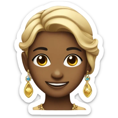 smiling girl with jewelry but black eyes  sticker