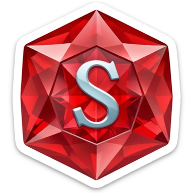 Red crystal with a $ drawn in the center of the crystal. sticker