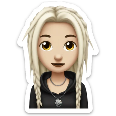 Emo white girl with nose piercing, black dreads, and spiked necklace sticker