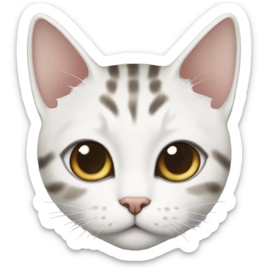 A Korean shorthair cat, a mackerel tabby, diamond-shaped white fur from the bridge of the nose to the mouth, white fur on the limbs and chest. sticker