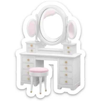 White Makeup vanity with light pink makeup sticker