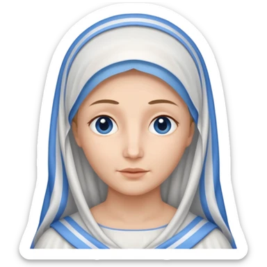 Maria mãe de Jesus pele clara véu branco com uma listra azul  sticker