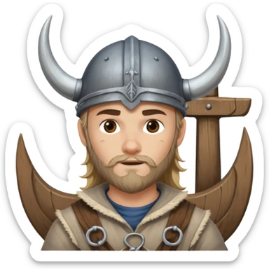 Young viking sailor on ship deck sticker