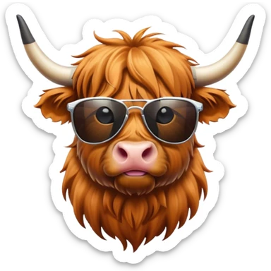 Highland cow in sunglasses  sticker