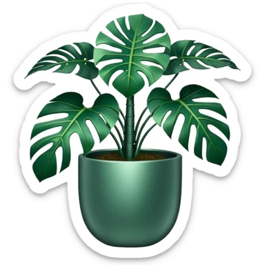 robotic monsterra sticker