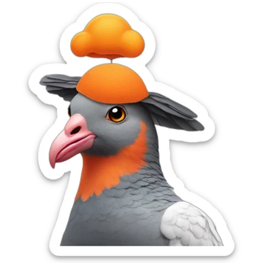 A pigeon on the head of an orange sheep  sticker