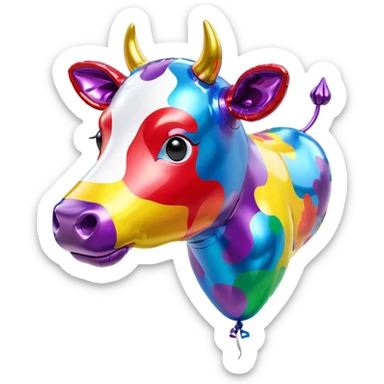   jeff koons style vinyl balloon girl cow sculpture  sticker