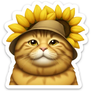 fat cat in a sunflower costume sticker