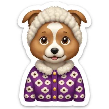 dog wearing grany sticker