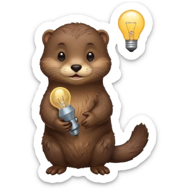 otter holding one lightbulb sticker