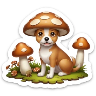 Dog with mushrooms sticker